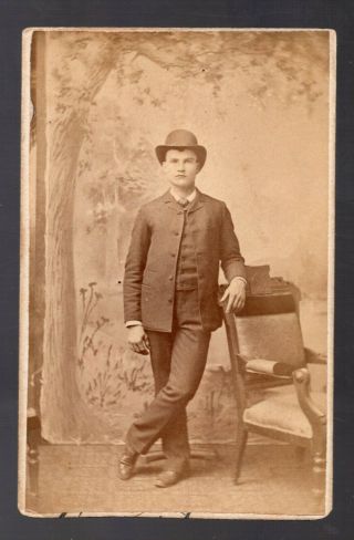 Cdv Photo Of Well Dressed Young Man Hand Writing On Back Of Card