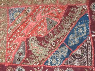 antique hand embroidered turkish metal threaded needlepoint textile tapestry art 3