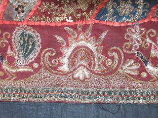 antique hand embroidered turkish metal threaded needlepoint textile tapestry art 6