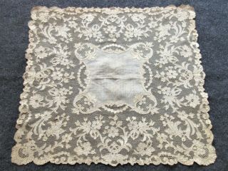 Exquisite Antique French Alencon Lace Bridal/wedding Handkerchief Hankie