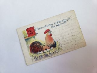 1908 Udb Vintage Postcard Started In Business For Myself Chicken & Eggs