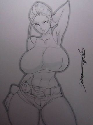 Lara Croft Tomb Raider Girl Sexy Busty Sketch Pinup - Daikon Art