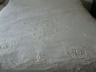 Gorgeous Antique Victorian Tambour Netted Lace Bedspread Coverlet