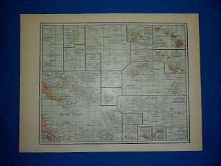 Vintage 1900 Atlas Map Islands Of The Pacific Ocean Old Authentic S&h