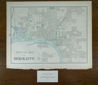 Vintage 1903 Sioux City Iowa Map 14 " X11 " Old Antique Woodbury County Ia