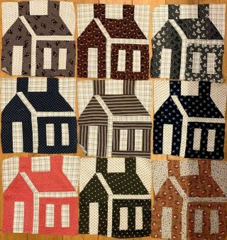 Rare Set Of 26 Antique Schoolhouse Quilt Blocks 1800 
