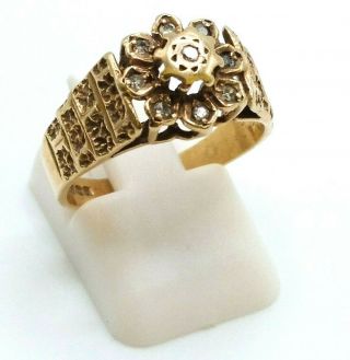 9ct Gold Ring Vintage Cluster Diamond Set Ring Full British Hallmark Size N
