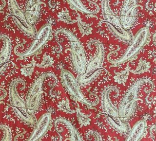 French Antique Quilt Piquee Boutis Turkey Red Paisley Cotton Wool Batting