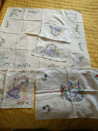 Vintage Crinoline Lady Embroidery