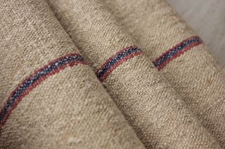 Grainsack Grain Sack Fabric Linen Hemp Organic Bolt Red Pink Blue Stripe Washed