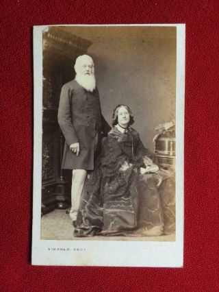 Victorian Carte De Visite Photograph Of An Elder Couple Mr & Mrs Clarke C.  1870
