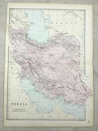 1891 Antique Map Of Persia Persian Gulf Middle East Old 19th Century