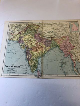 Antique 1930 Map: The Indian Empire 90 Years Old Vintage Print
