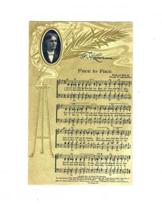 Vintage 1907 Frank Lawrence Composer Sheet Music Face To Face On Postcard