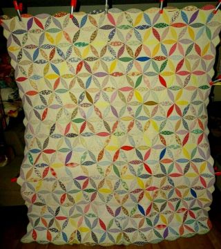 Vintage Josephs Coat Of Many Colors Patchwork Quilt All Handmade 76x91 Beauty