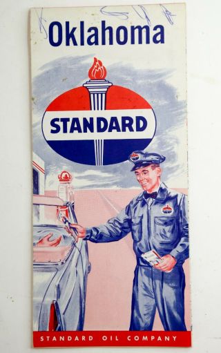 1956 Standard Oil Oklahoma Road Map Old Gas & Oil Advertising Route 66 Ok