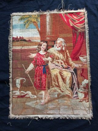Antique Victorian Berlin Woolwork Tapestry,  Religious,  54 X 41cm