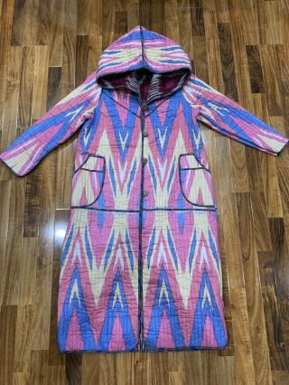Uzbek Vintage Handmade Robe Dress Chapan Jacket Coat Ikkat Chapan