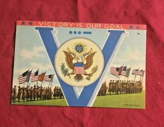 Vintage 1941 Wwii Patriotic Postcard Victory Is Our Goal No.  306 Victory