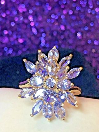 Vintage Estate 10k Gold Tanzanite Ring Flower Designer Signed Sts Gemstone