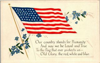 Patriotic Greeting Card American Flag Embossed Vintage Postcard