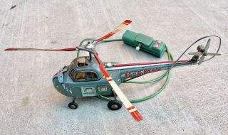 Vintage Alps Japan Battery Op Remote Control Tin Toy Westland Helicopter