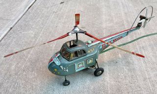 Vintage Alps Japan Battery Op Remote Control Tin Toy Westland Helicopter 2