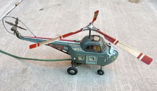 Vintage Alps Japan Battery Op Remote Control Tin Toy Westland Helicopter 3