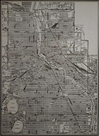 Vintage 1941 World War WWII OLD Atlas City Map of Minneapolis,  Minnesota MN L@@K 3