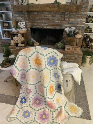 Antique Grandmothers Flower Garden Quilt