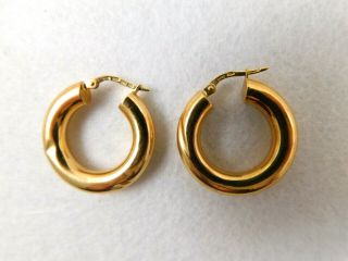 Vintage Signed 18k Yellow Gold Milor Italy Hoop Earrings 3.  2 Grams