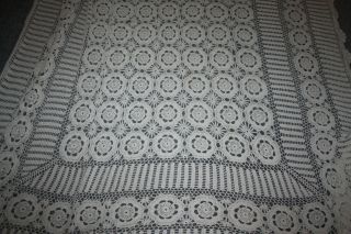 Lovely Vintage Hand Crochet / Knitted Cotton Bedspread 70 X 108 " Fabulous 5800