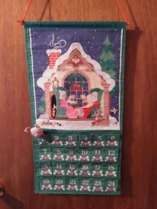 Vintage Avon 1987 Cloth Countdown To Christmas Advent Calendar With Mouse