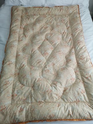 Vintage Single Pretty Ditsy Cream/peach Floral Feather Eiderdown Quilt 110x155cm