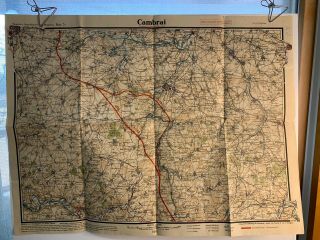 1917 German Military Map,  Cambrai France,  Old & Front Lines