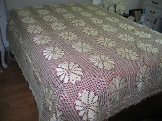 Antique Vintage Victorian Italian Lace Bedspread Coverlet Handmade Italian Lace
