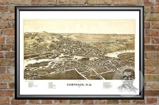 Old Map Of Carthage,  Ny From 1888 - Vintage York Art,  Historic Decor