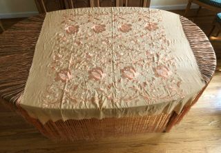 Vintage Embroidered Silk Piano Shawl