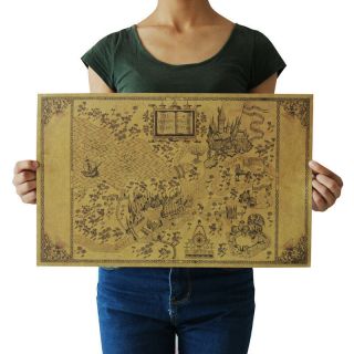 Harry Potter Magic Old World Map Kraft Paper Retro Poster Wall Poster