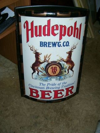 Vintage Hudepohl Brewing Company Beer Sign With Deer Cincinnati 24 " X 16 "
