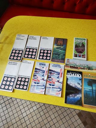13 Vintage Road Maps Old Gas & Oil Advertising Mobil And Standard Oil And Other