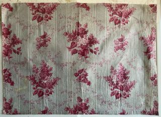 19th Century French Printed Cotton Floral Chintz Fabric