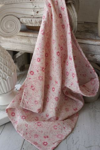 Vintage French Fabric Pink Floral Drawstring Bag 1920 - 30 