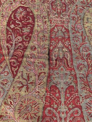 Antique Hand Embroidered Wool Paisley Kashmir Shawl Early 1900’s 74 