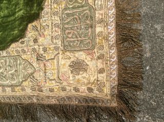 Antique 19th C Textile Metallic Thread Embroidered Silk,  Velvet Altar Fabric 2