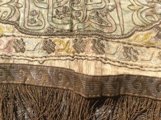 Antique 19th C Textile Metallic Thread Embroidered Silk,  Velvet Altar Fabric 5