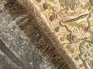 Antique 19th C Textile Metallic Thread Embroidered Silk,  Velvet Altar Fabric 6