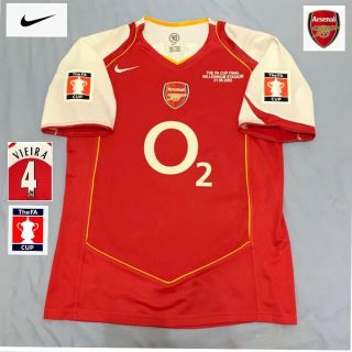 Arsenal Football Shirt Vieira Medium Fa Cup 2005 Vintage Nike