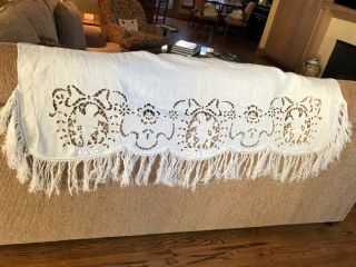 Italian Cherub Antique Linen Hand Embroidered Pillow Cover