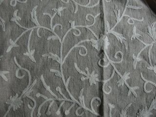 Vintage Antique Style Crewel Work Embroidered Curtain Blinds Fabric
